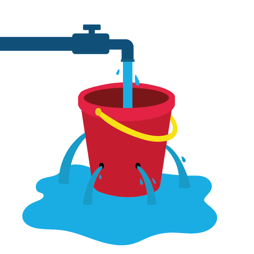 Leaky bucket showing new members pouring in and churned members leaking out