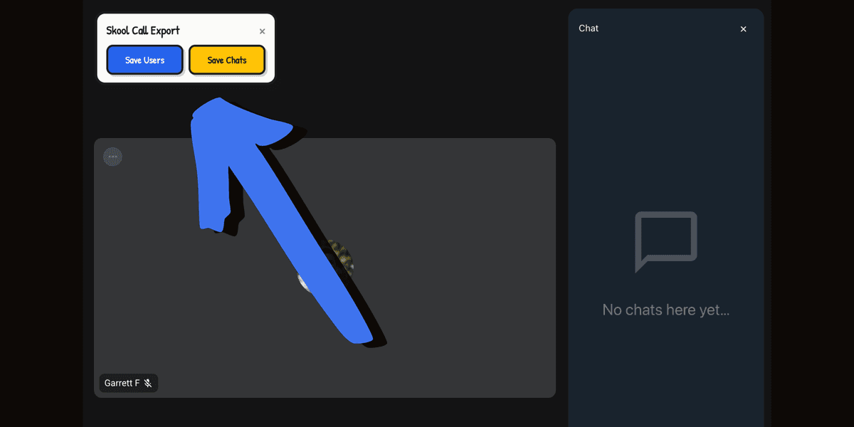 Skool Call Scout panel showing Save Users and Save Chats buttons